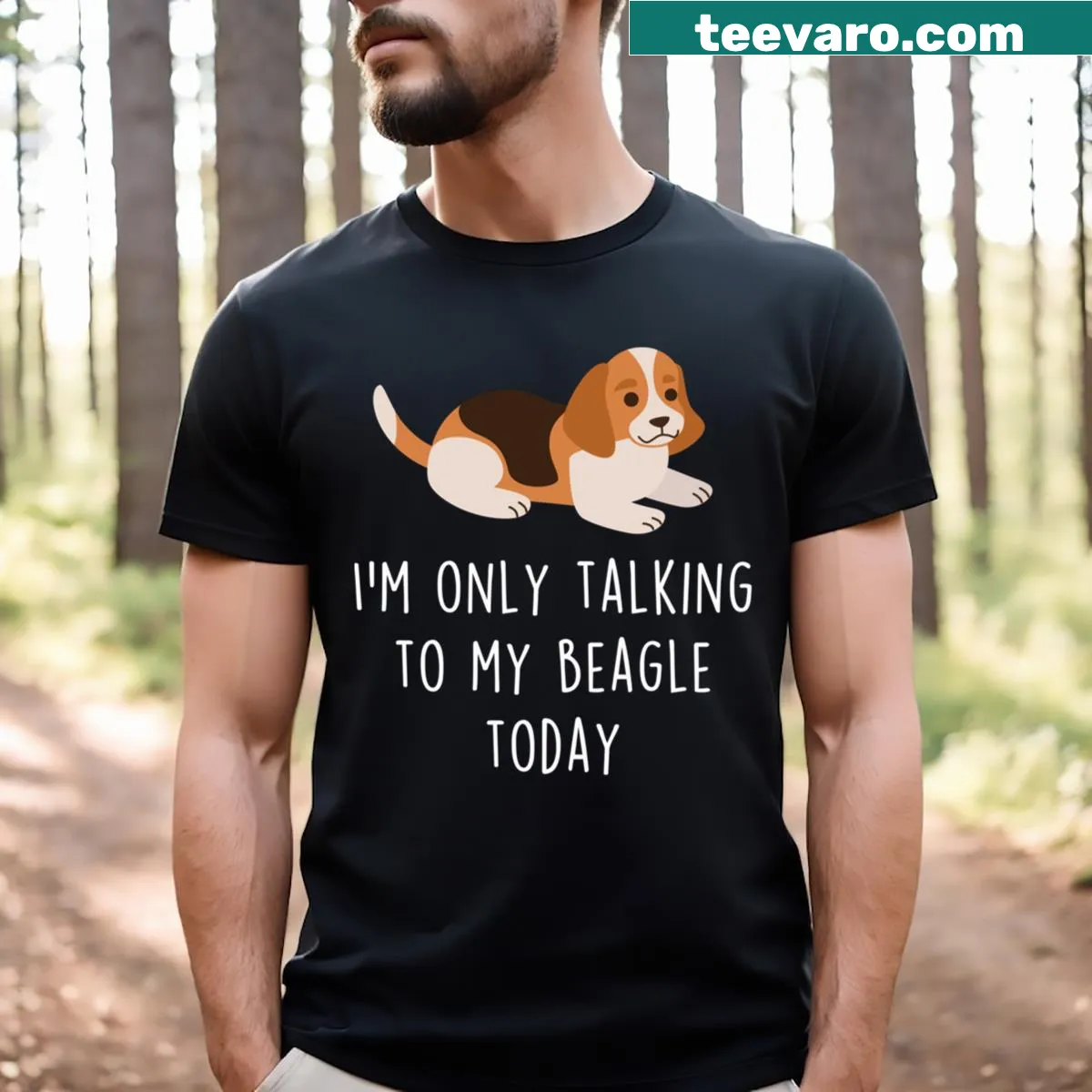 Witty text about Beagle communication on a t-shirt — on a men's t-shirt