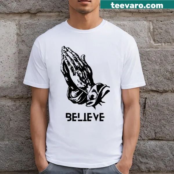 Inspirational quote 'Believe' on a motivational t-shirt