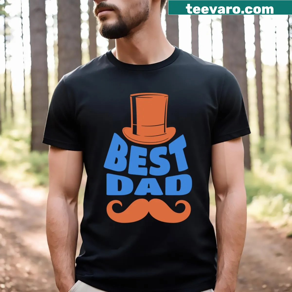 Funny T-shirt with 'Best Dad' and moustache graphic — on a men's t-shirt