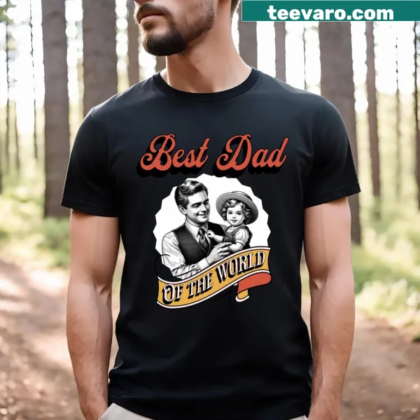 Vintage distressed shirt with 'Best Dad Of The World' text