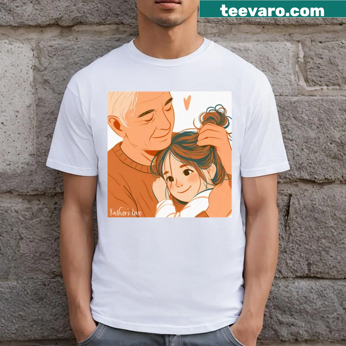 Illustrative shirt depicting father-daughter bond through art — on a men's t-shirt
