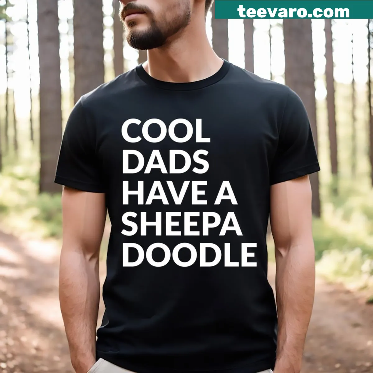 Sheepadoodle Pride T-shirt with clever typography design — on a men's t-shirt