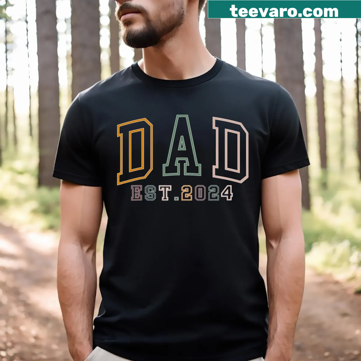 New Dad T-shirt with 'Dad Est 2024' typography — on a men's t-shirt
