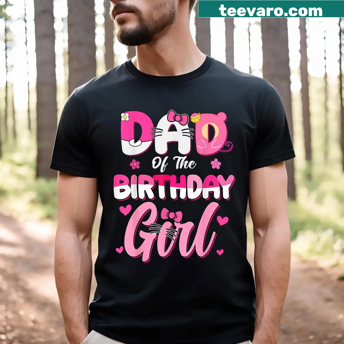 Dad Of The Birthday Girl T-shirt designed for family celebrations. — on a men's t-shirt