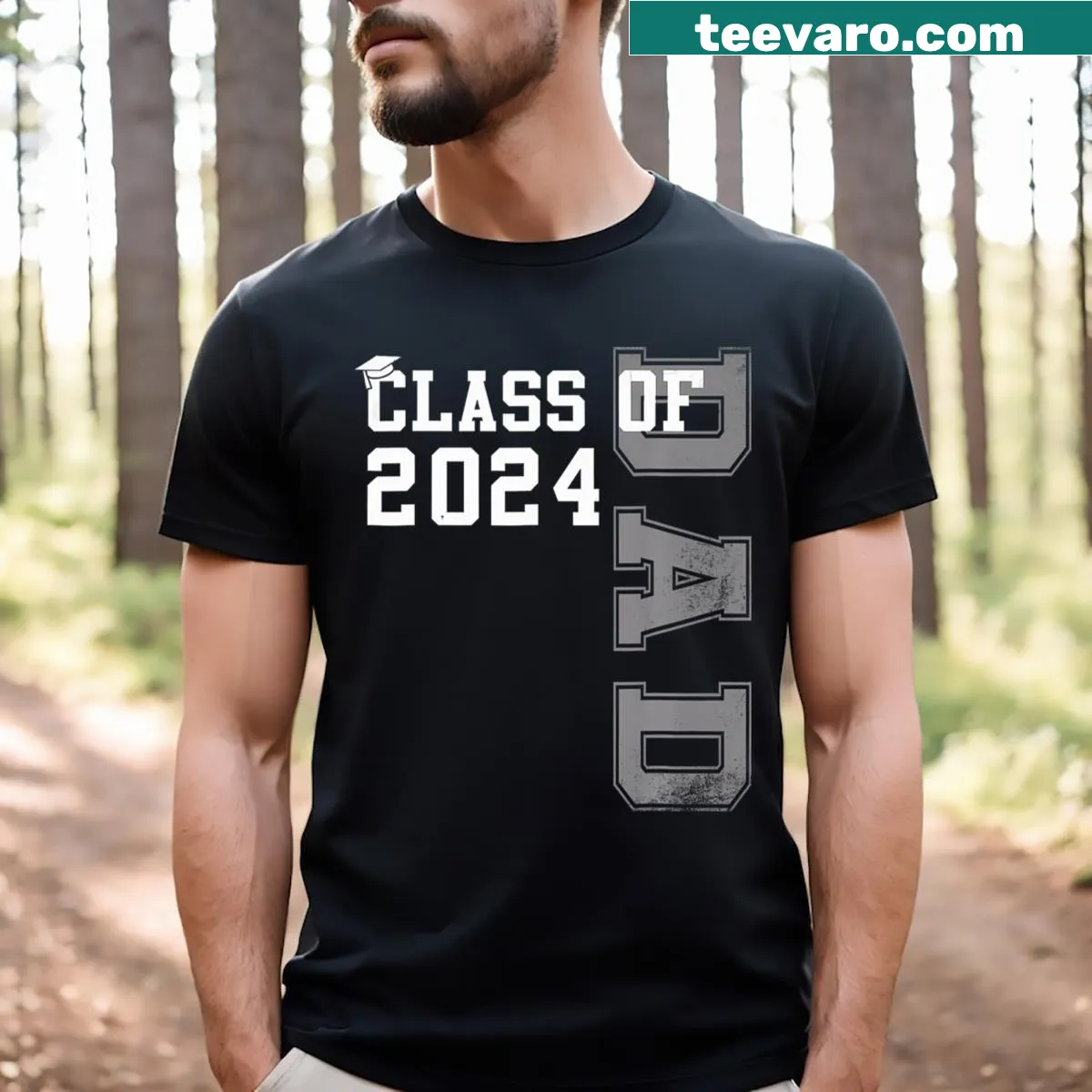 Proud Dad Senior 2024 T-shirt for celebrating graduation. — on a men's t-shirt