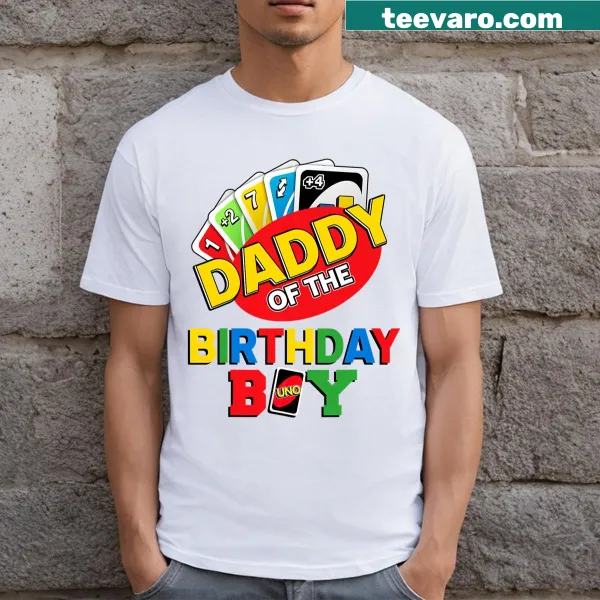 Fun T-shirt for dads with 'Daddy Of The Birthday Boy' text