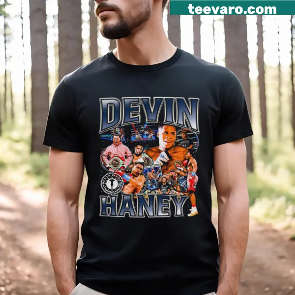 Vintage-style Devin Haney T-shirt with distressed graphics