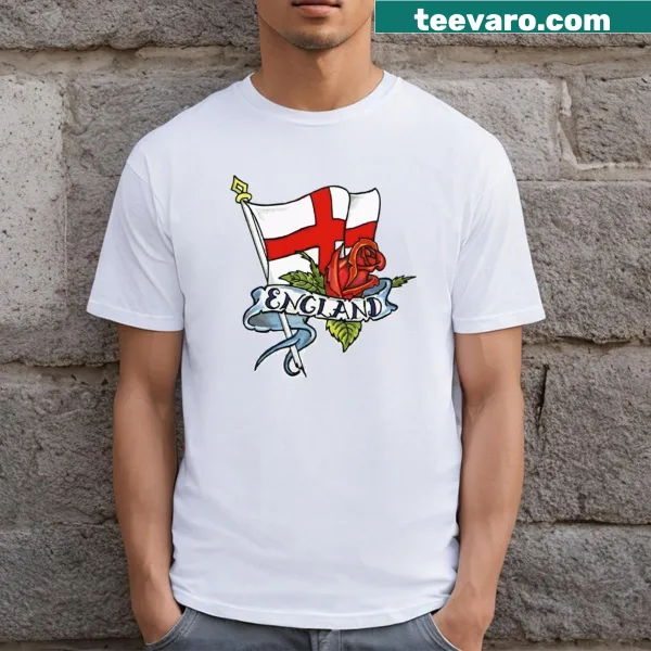 British flag and English rose themed t-shirt