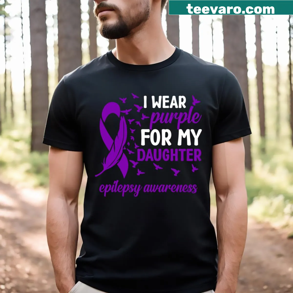 T-shirt with supportive message for epilepsy awareness — on a men's t-shirt
