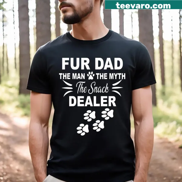 Funny T-shirt for dads featuring 'Fur Dad' slogan and playful design