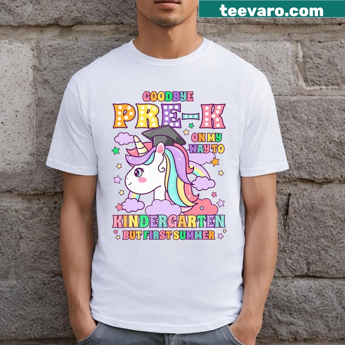 Graduation t-shirt for kids celebrating Pre-K to Kindergarten — on a men's t-shirt