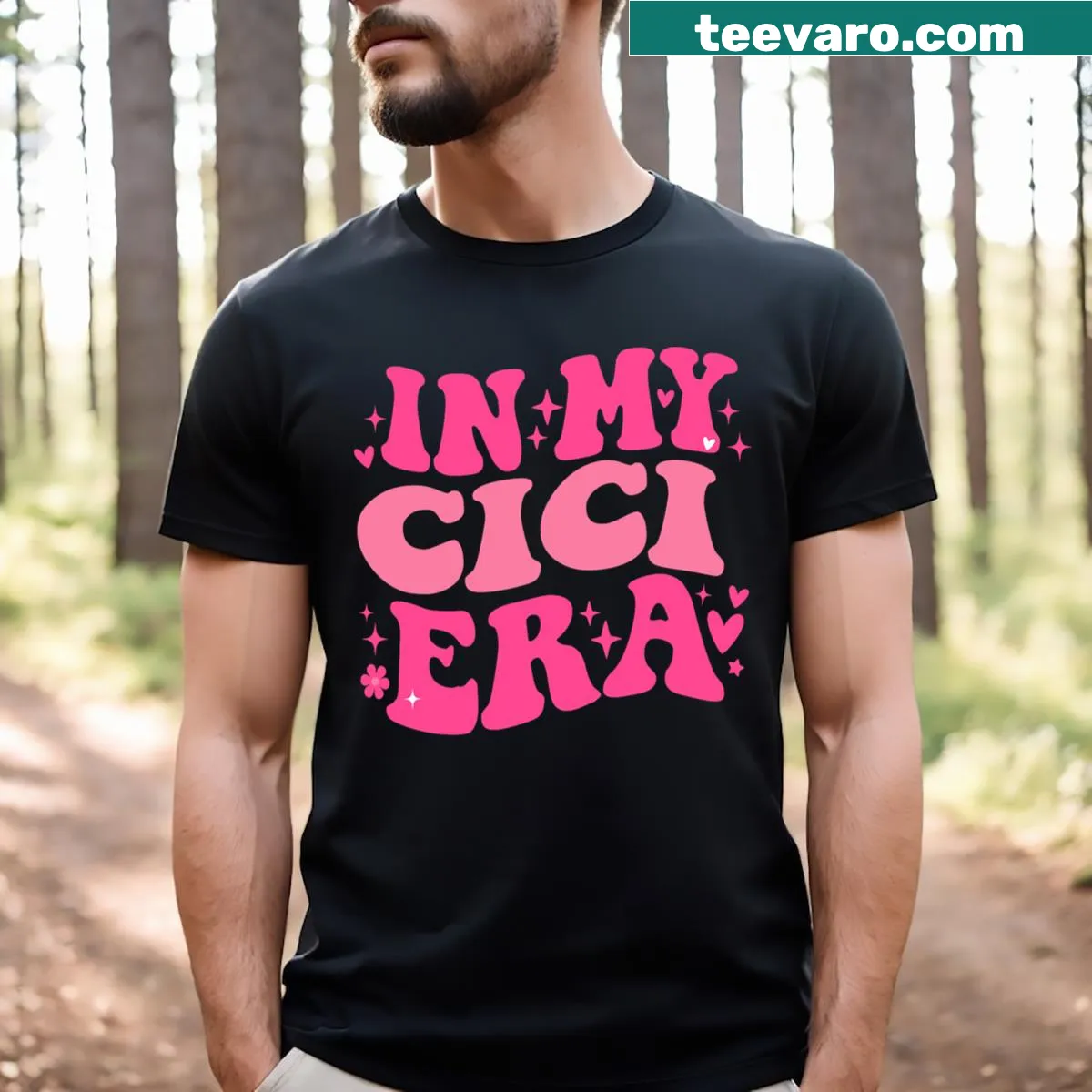 Retro mom T-shirt with humorous 'In My Cici Era' text — on a men's t-shirt