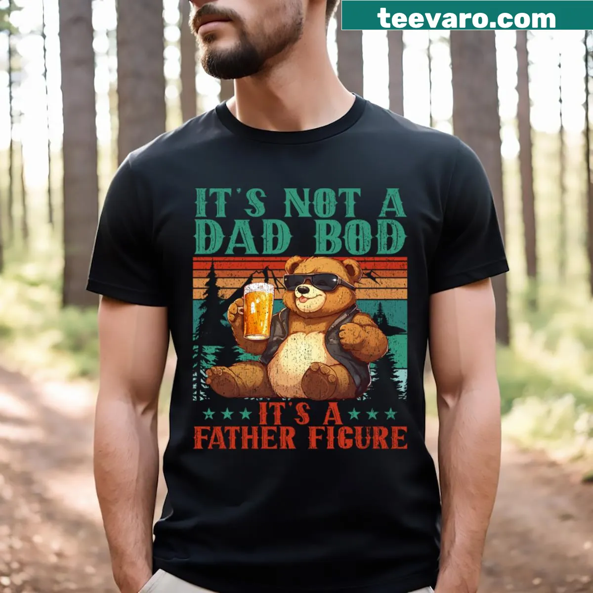Funny bear design with text: It's Not A Dad Bod, It's a Father Figure. — on a men's t-shirt