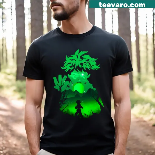 T-shirt featuring an illustration of Izuku Midoriya from anime.