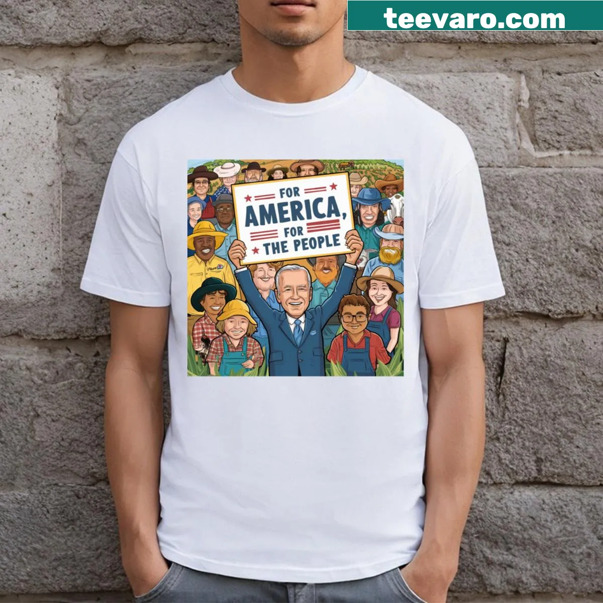 Long T-shirt with 'Joe Biden For The People' slogan — on a men's t-shirt