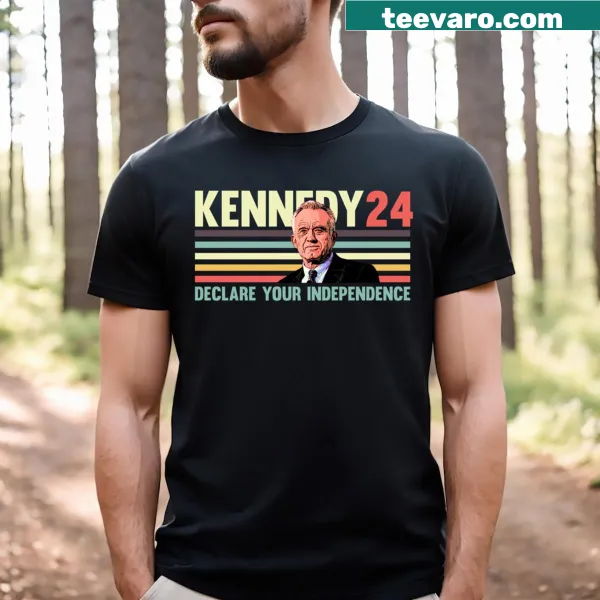 Vintage-style Kennedy 2024 shirt with retro stripes and declaration slogan