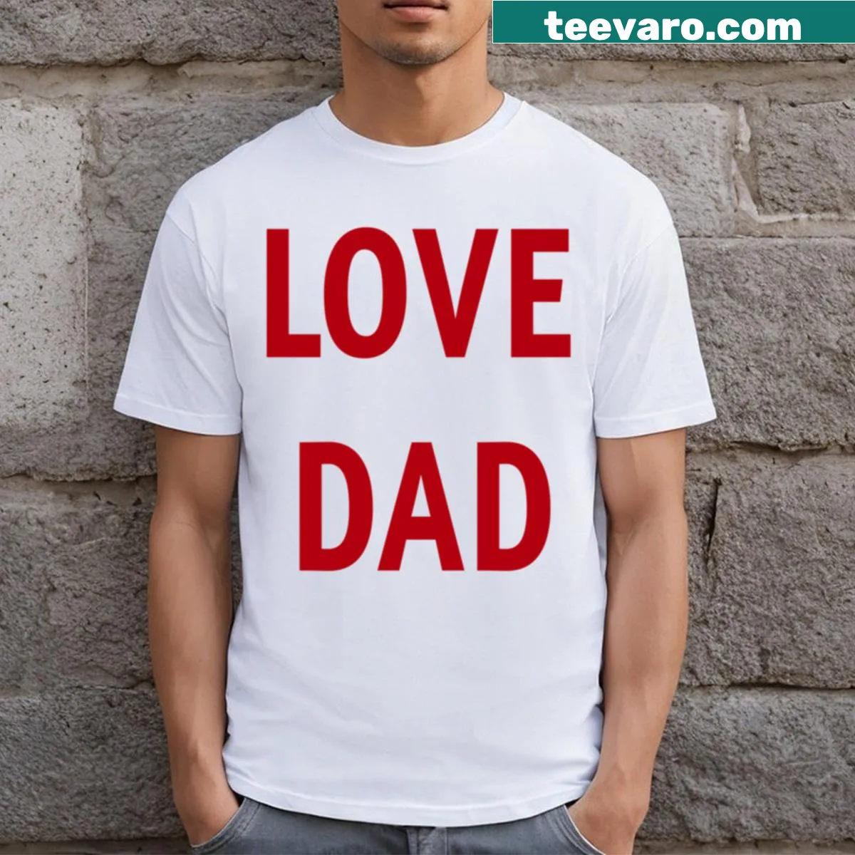 T-shirt with the phrase 'Love Dad' in heartfelt typography — on a men's t-shirt