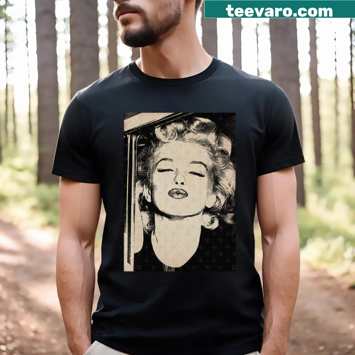 Vintage engraving of Marilyn Monroe on a stylish T-shirt — on a men's t-shirt