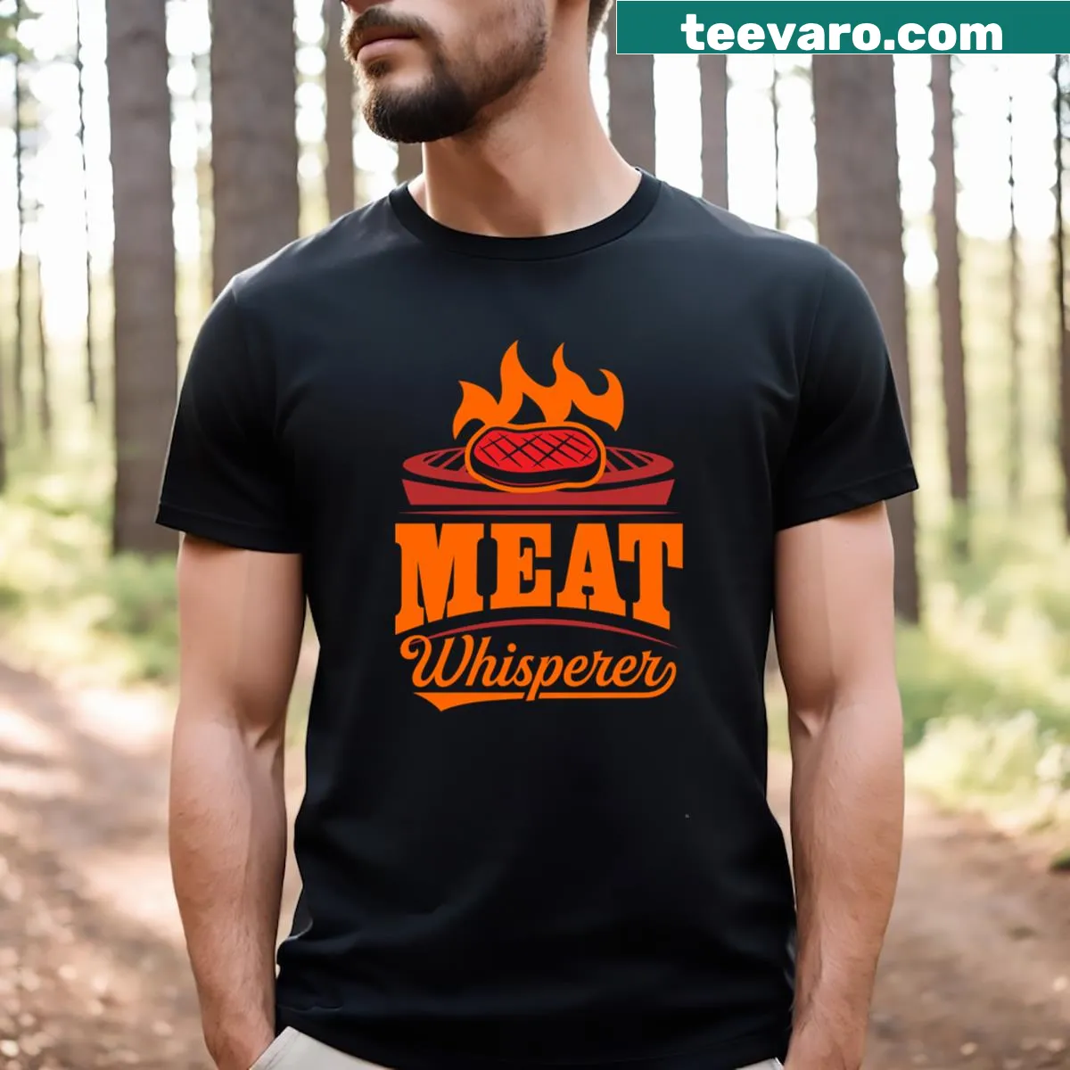 Humorous Meat Whisperer T-shirt for grilling dads — on a men's t-shirt