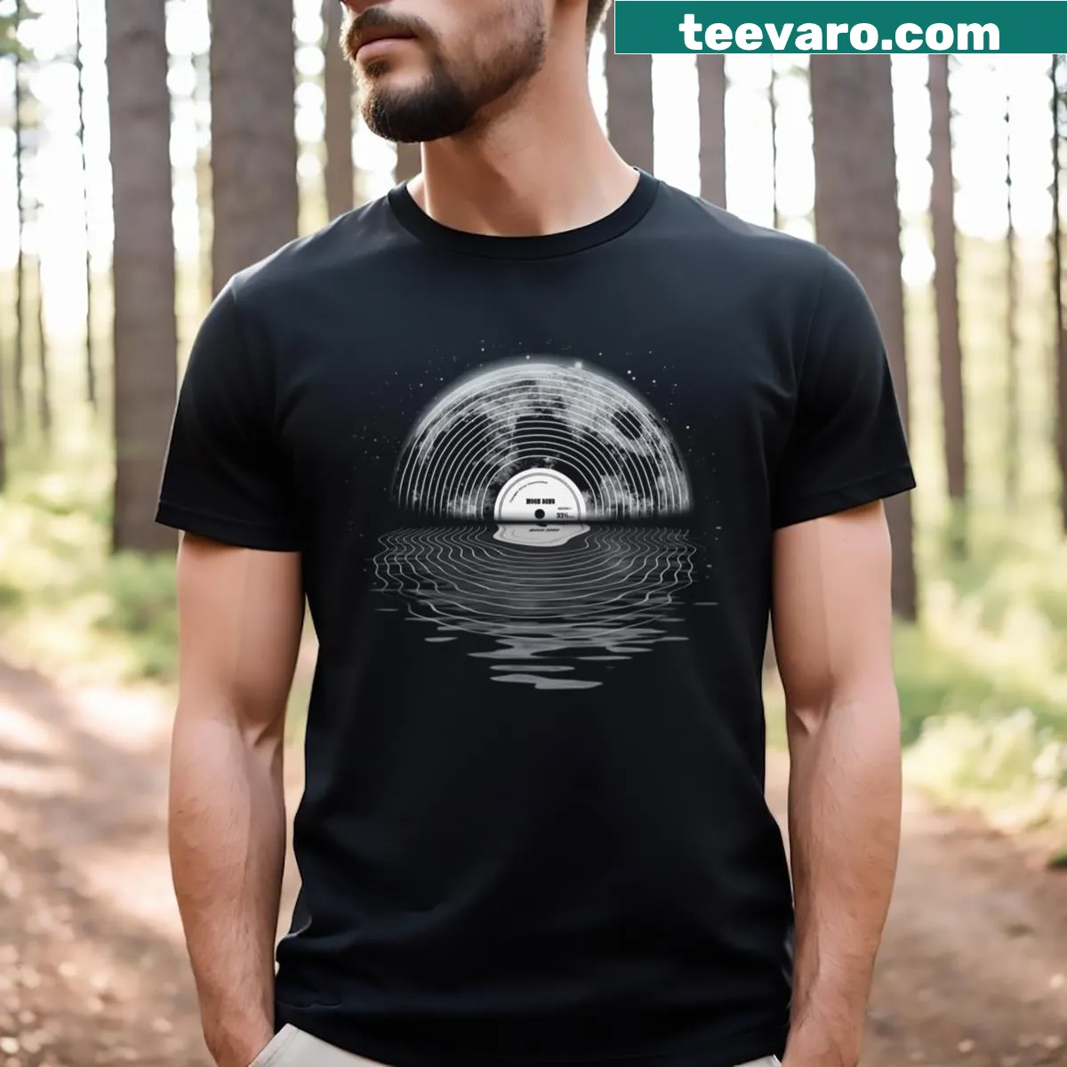 Inspirational Moon Song T-shirt with dreamy moonlit graphic — on a men's t-shirt