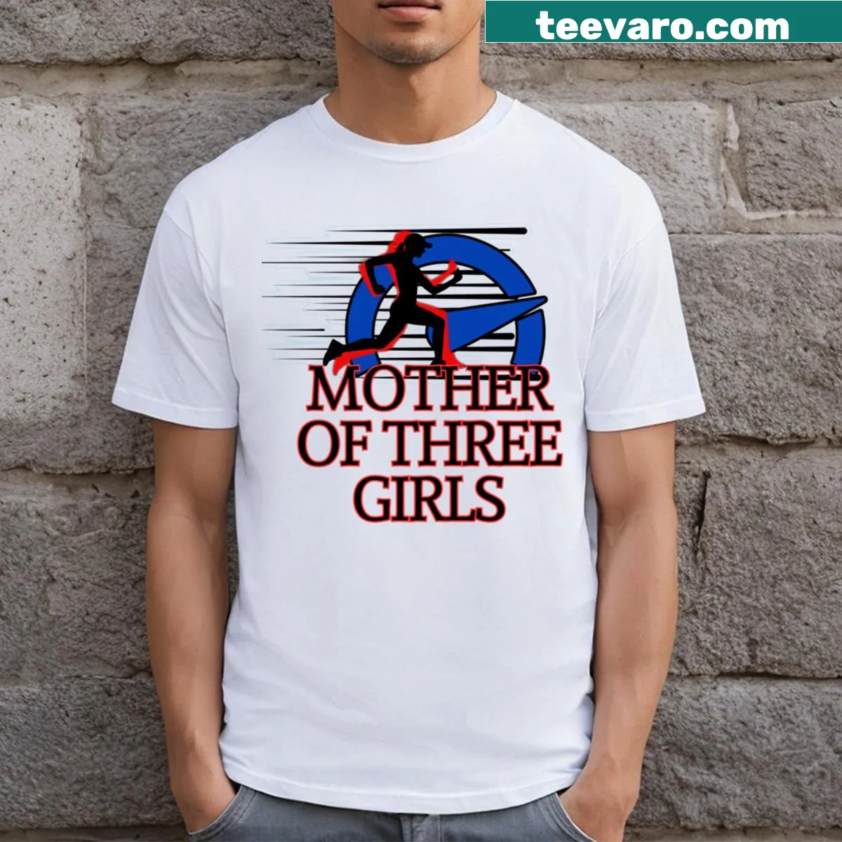 Heartfelt 'Mother Of Three Girls' T-shirt celebrating family — on a men's t-shirt