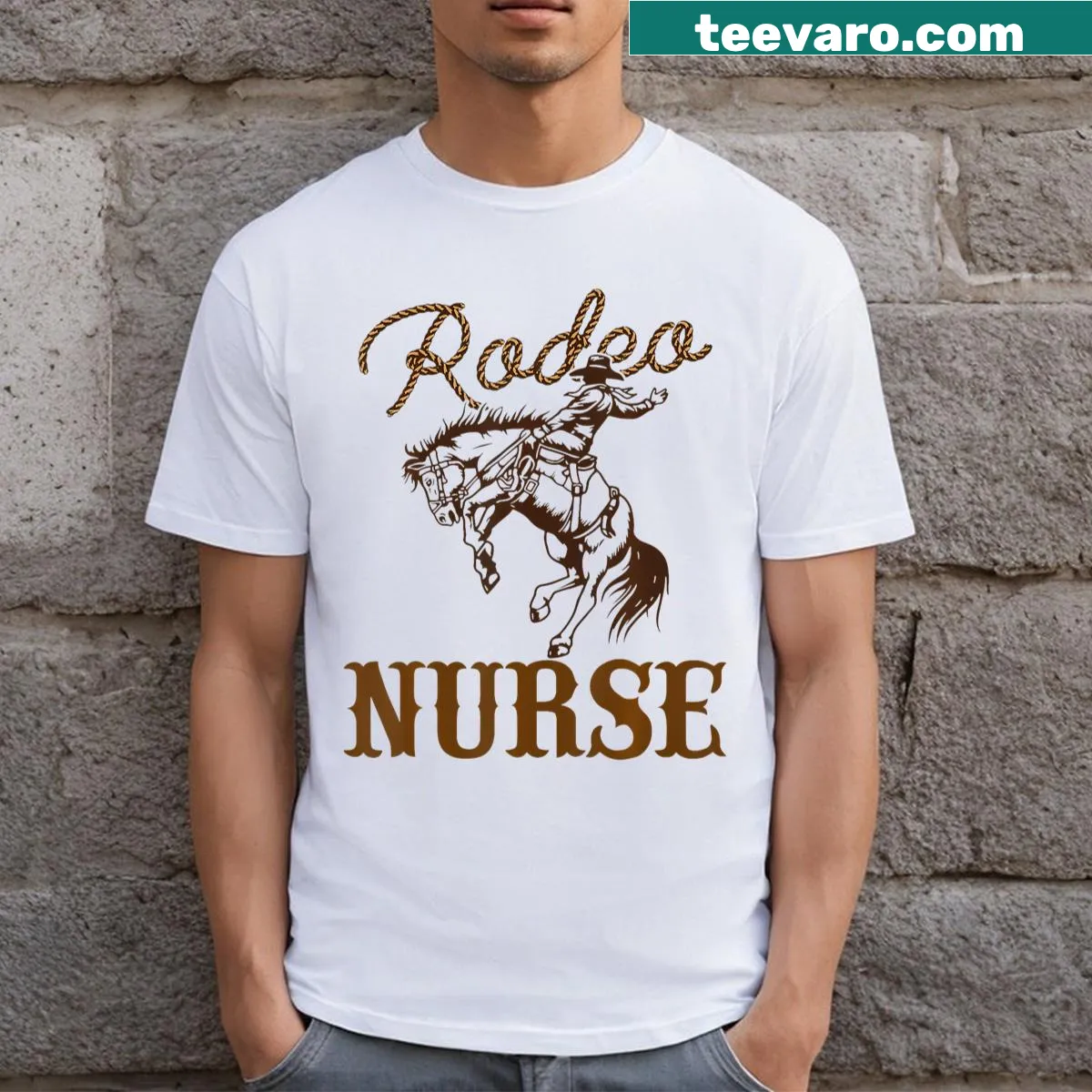 Nurse-themed first birthday T-shirt with cowboy design — on a men's t-shirt