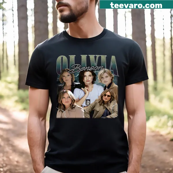 Vintage-style T-shirt featuring Olivia Benson tribute graphic