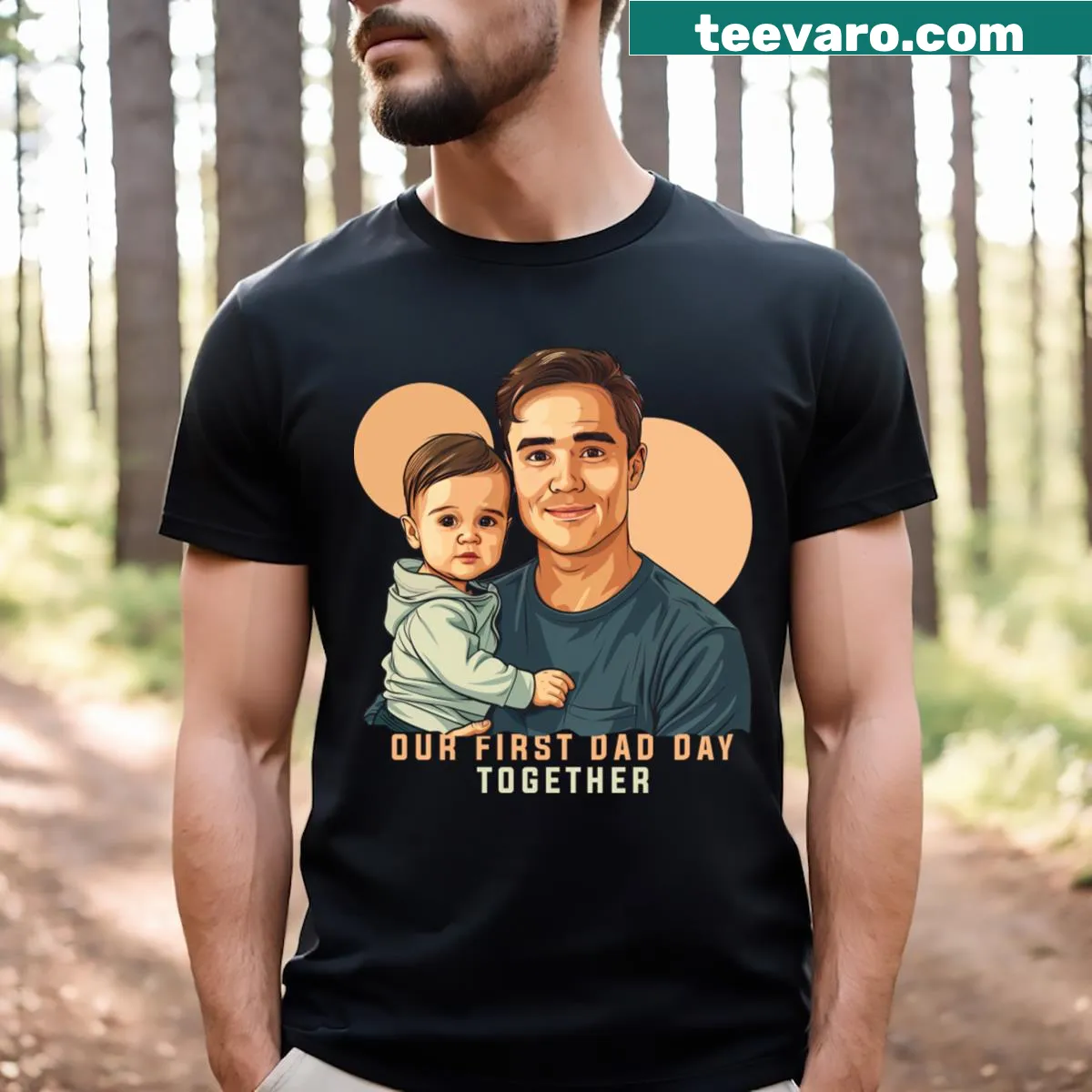 T-shirt celebrating the first Dad Day together with sentimental text — on a men's t-shirt