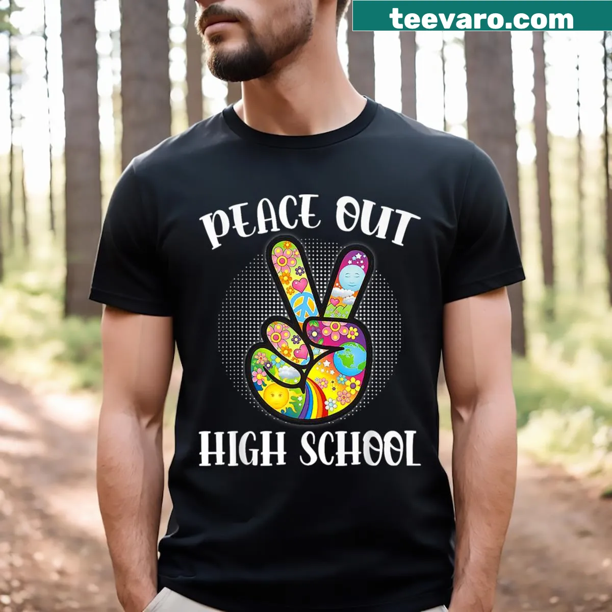 Celebratory typography for high school graduation on t-shirt — on a men's t-shirt