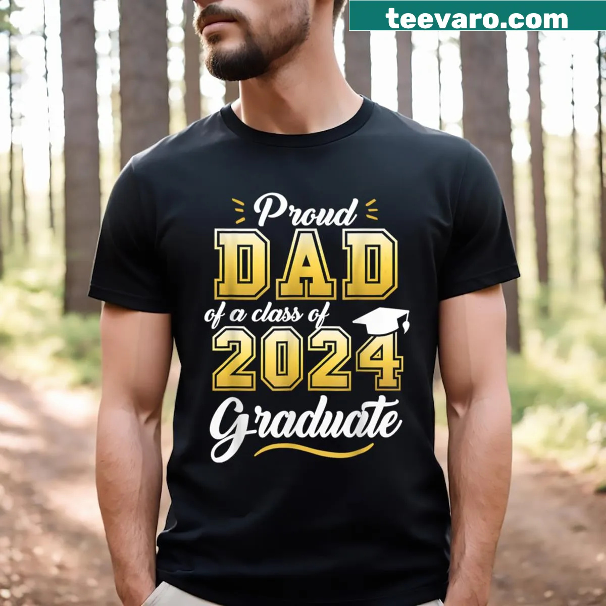 Graduation T-shirt for proud dads of 2024 graduates — on a men's t-shirt