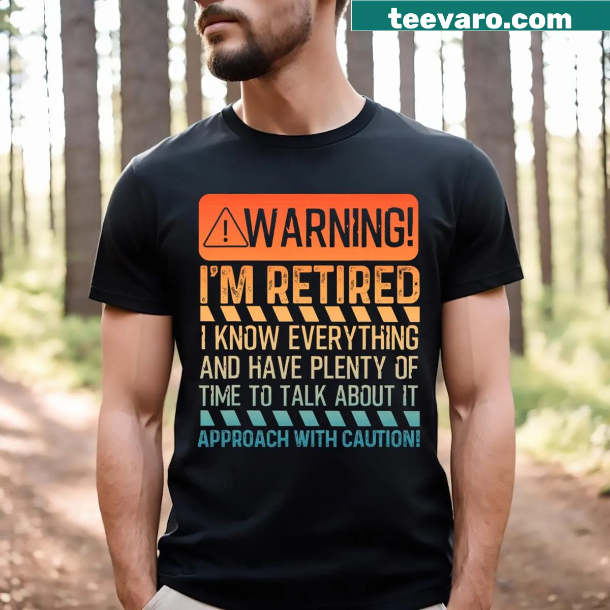 Vintage retirement t-shirt celebrating retired status with bold graphic — on a men's t-shirt