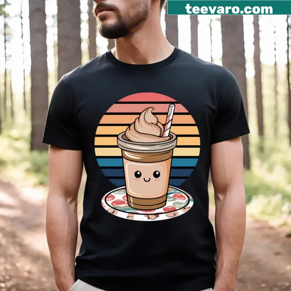 Retro kawaii cold coffee t-shirt with cute graphic
