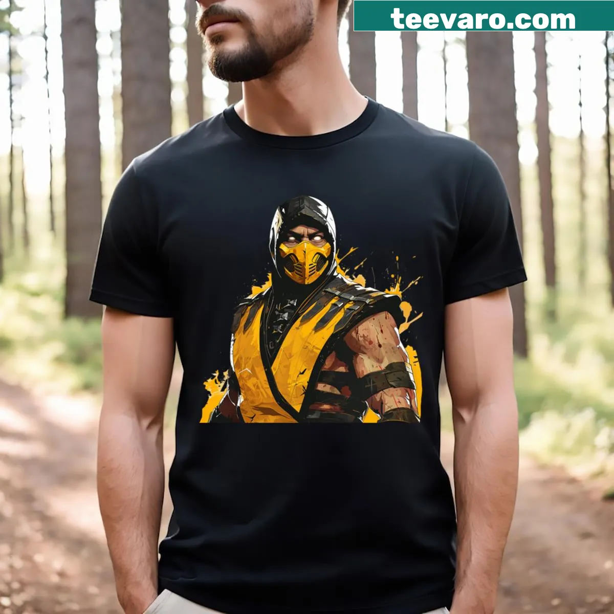 Realistic scorpion graphic t-shirt — on a men's t-shirt