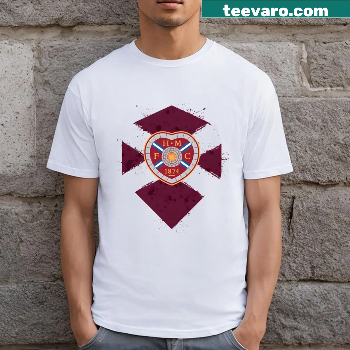 Midlothian FC t-shirt with Scottish hearts graphic — on a men's t-shirt