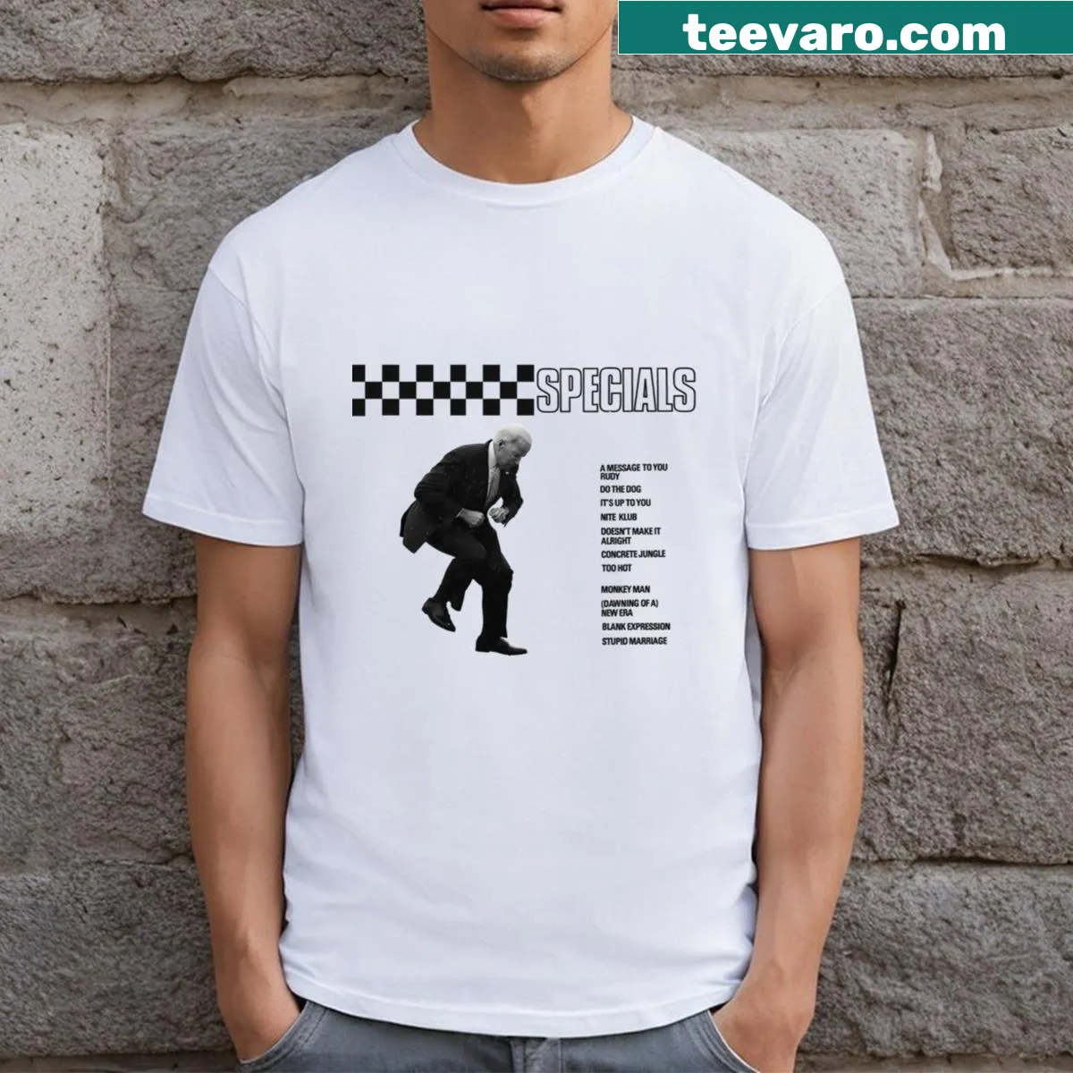 Illustration of Dark Brandon inspired by The Specials in a playful style — on a men's t-shirt