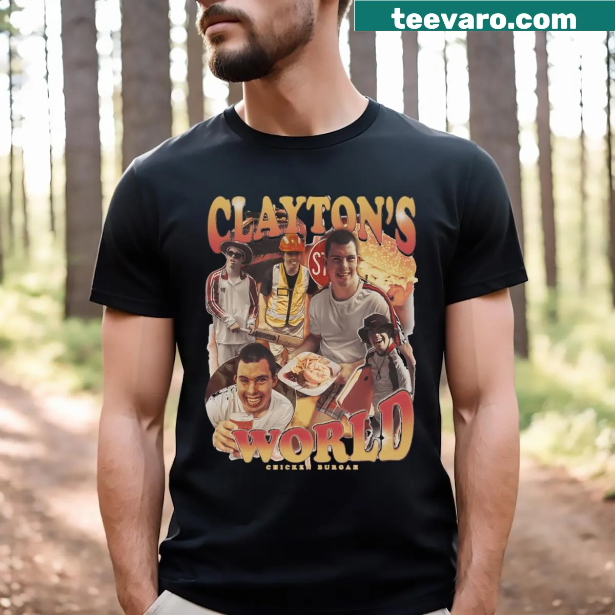 Vintage t-shirt featuring Clayton's World design — on a men's t-shirt