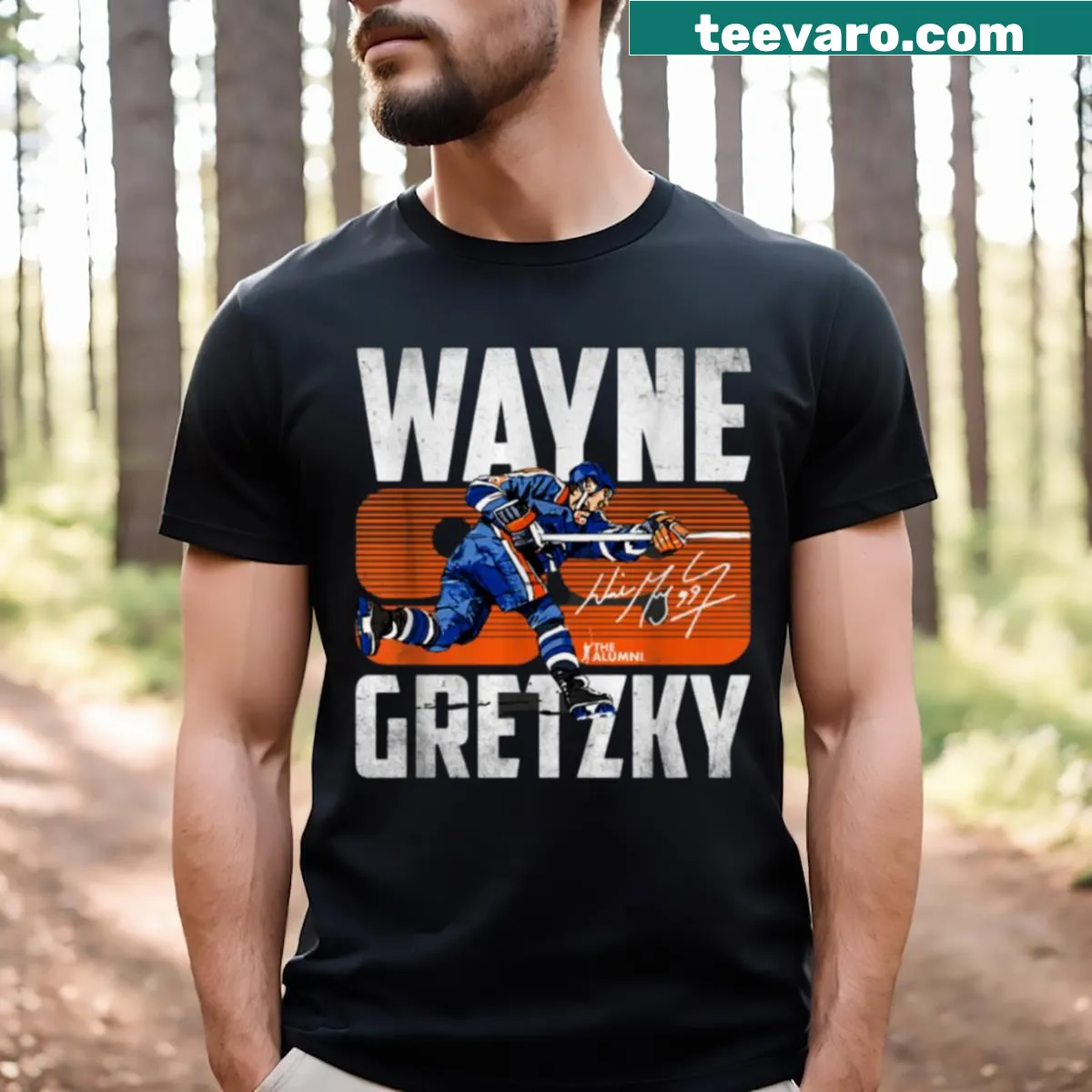 T-shirt featuring Wayne Gretzky's number 99 — on a men's t-shirt
