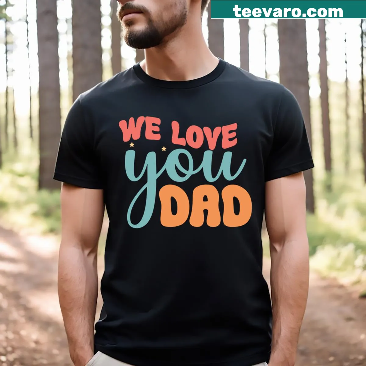 Sentimental t-shirt with the message 'We Love You Dad' in a warm design — on a men's t-shirt