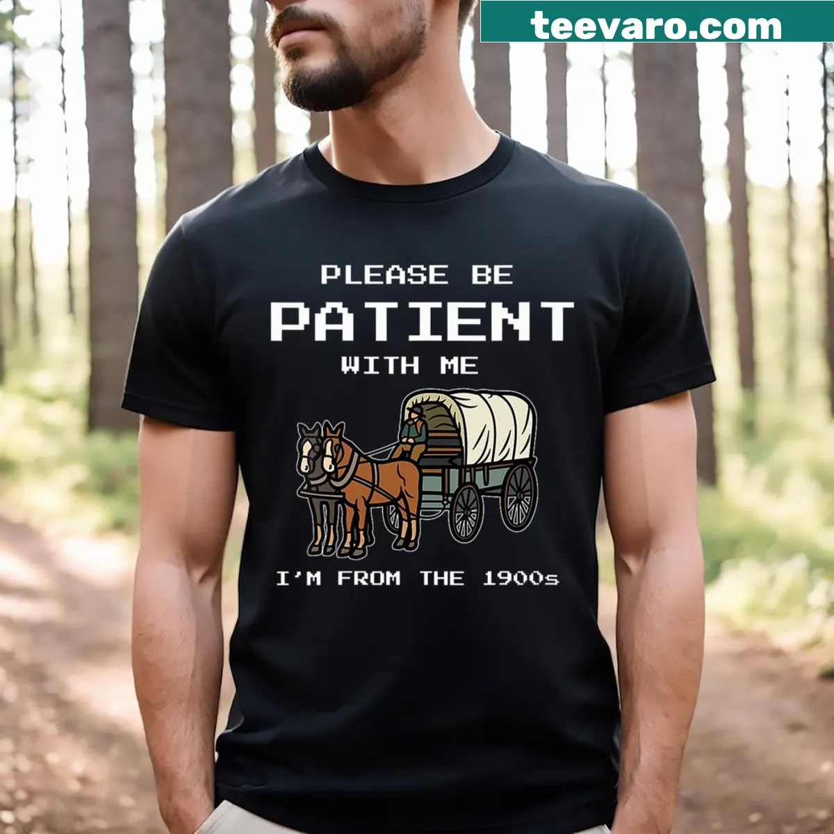 Funny t-shirt saying 'Please Be Patient With Me, I'm From The 1900s' — on a men's t-shirt