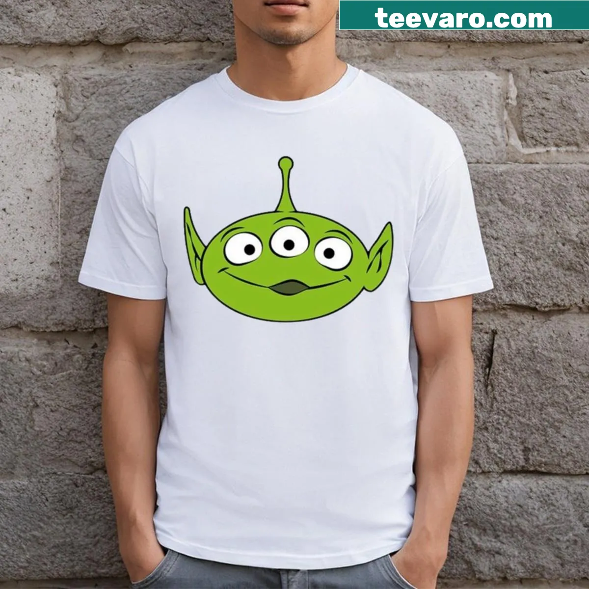 Fun graphic T-shirt featuring aliens and cosmic theme — on a men's t-shirt