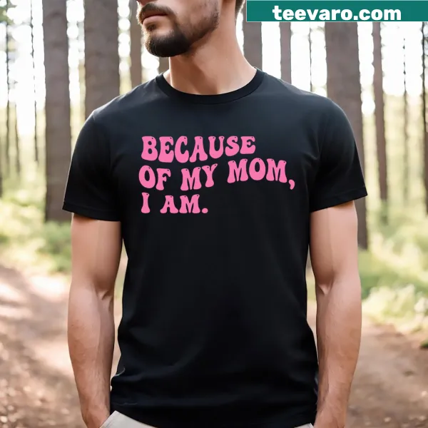 Funny Mother's Day t-shirt with text about mom's influence on humor