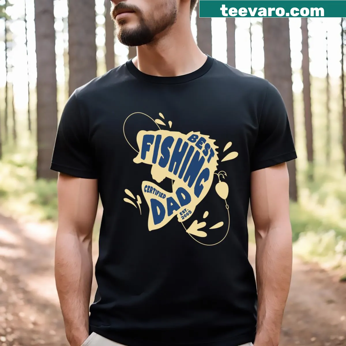 Text-based T-shirt celebrating the best fishing dad — on a men's t-shirt