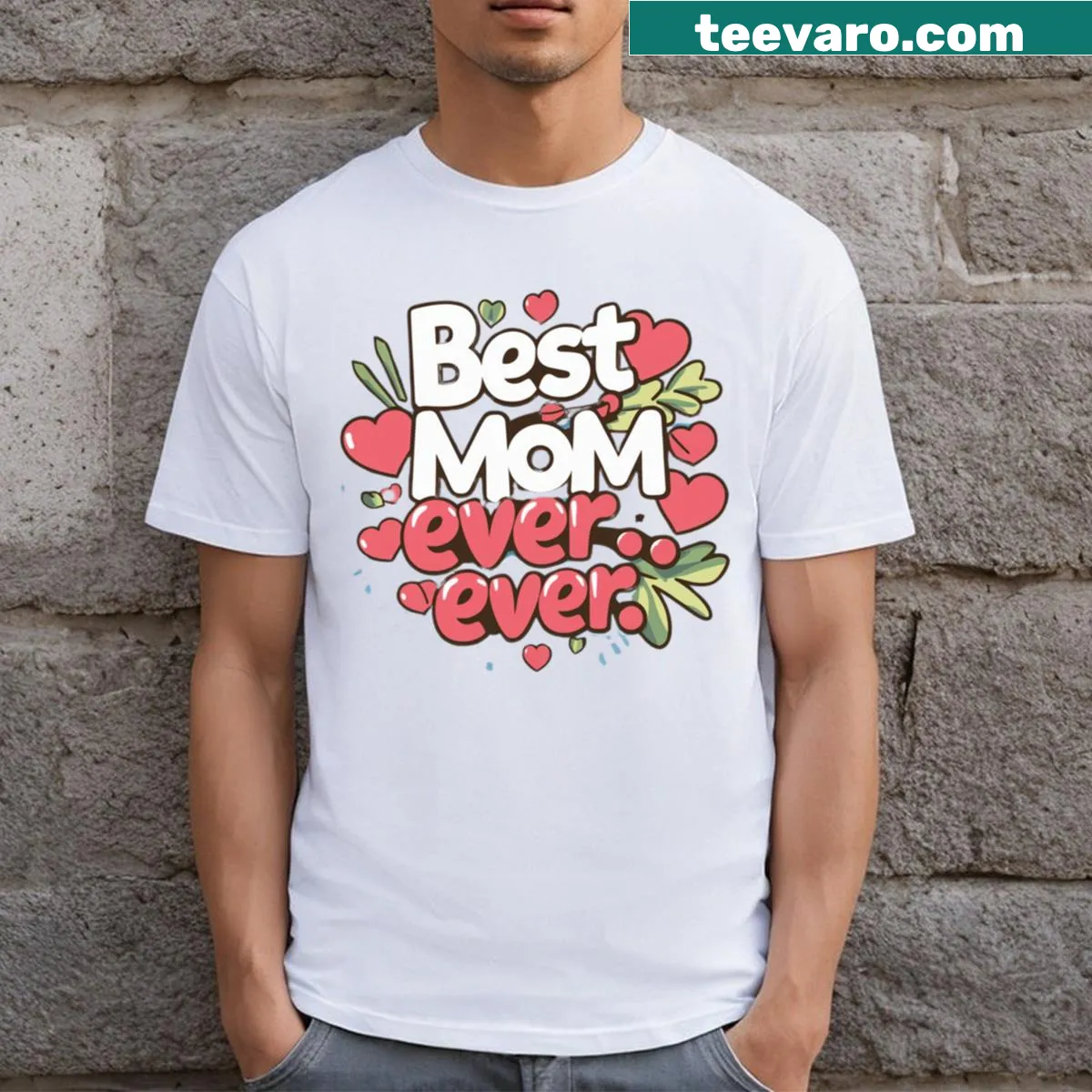 Sentimental t-shirt saying 'Best Mom Ever' for gifts — on a men's t-shirt