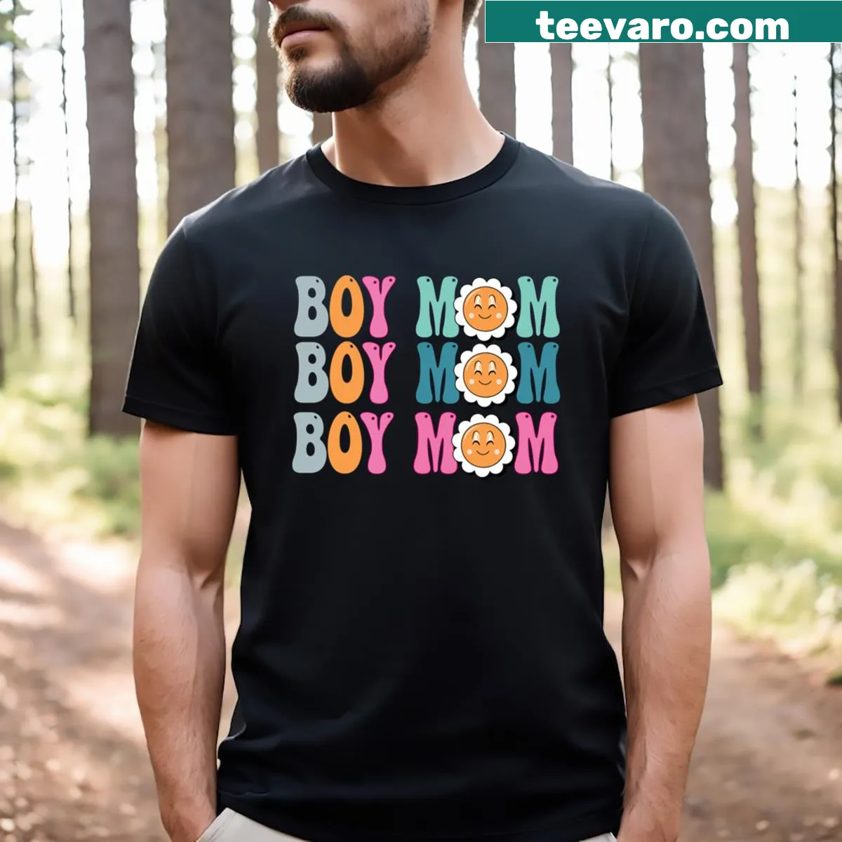 Funny crewneck for boy moms with playful text design — on a men's t-shirt