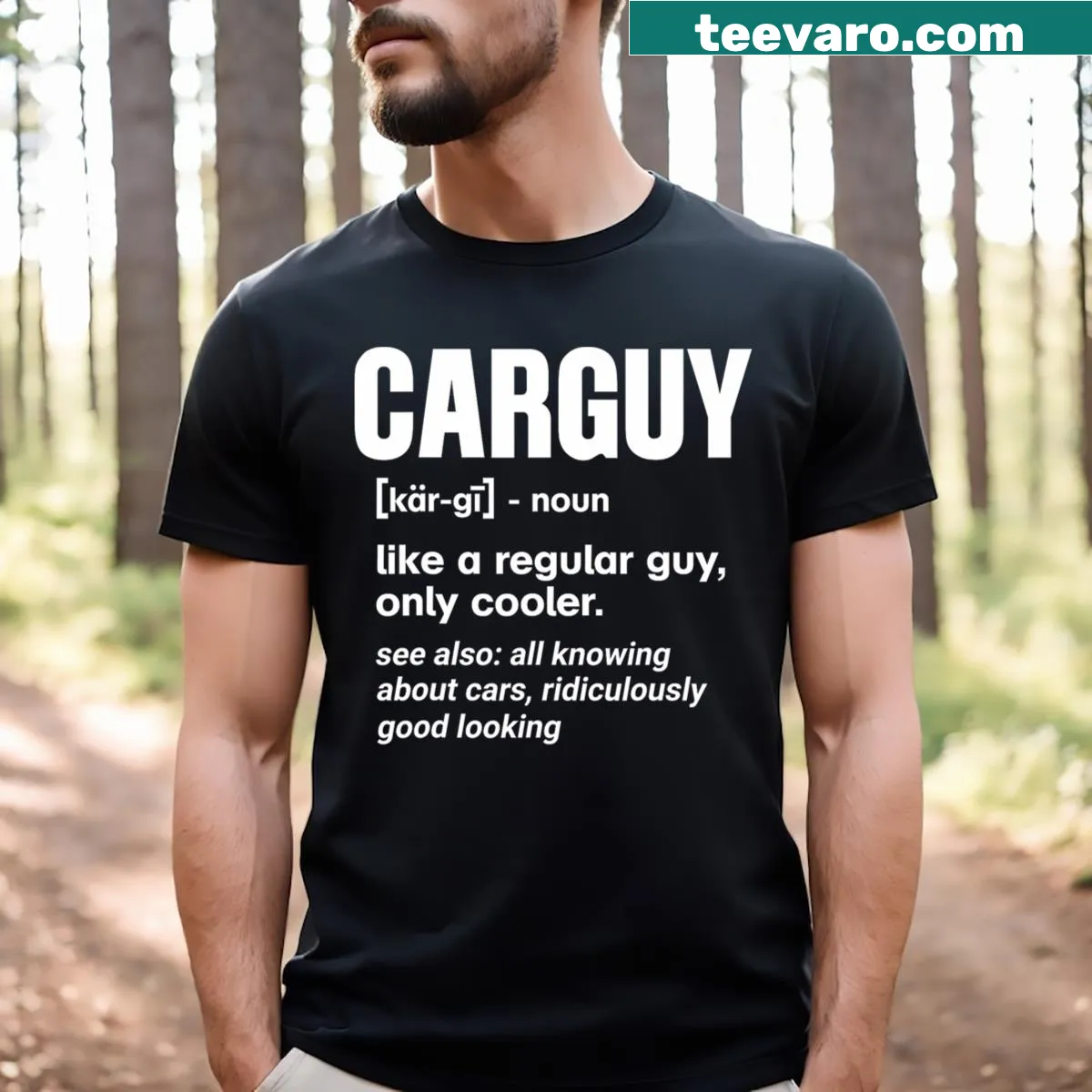 Funny T-shirt defining a Car Guy for auto enthusiasts — on a men's t-shirt