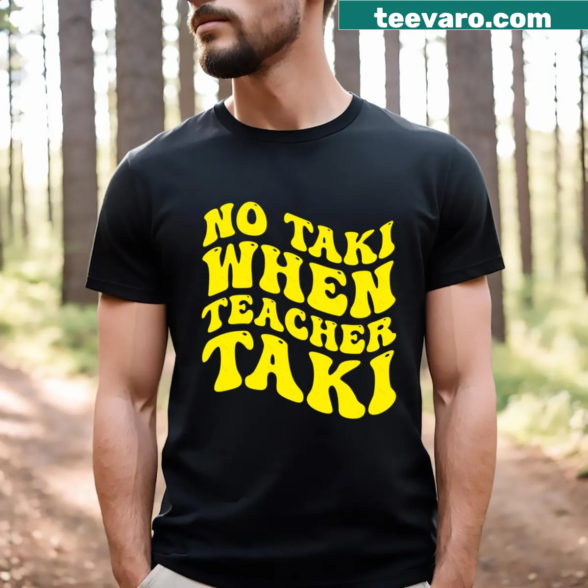 Funny teacher t-shirt with the phrase No Taki for Cinco de Mayo — on a men's t-shirt