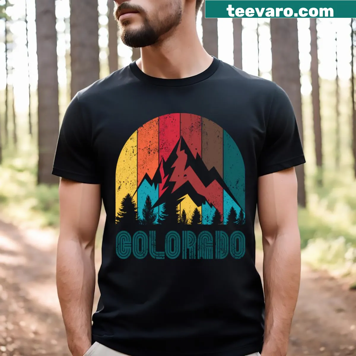 Minimalist Colorado T-shirt with clean typography — on a men's t-shirt