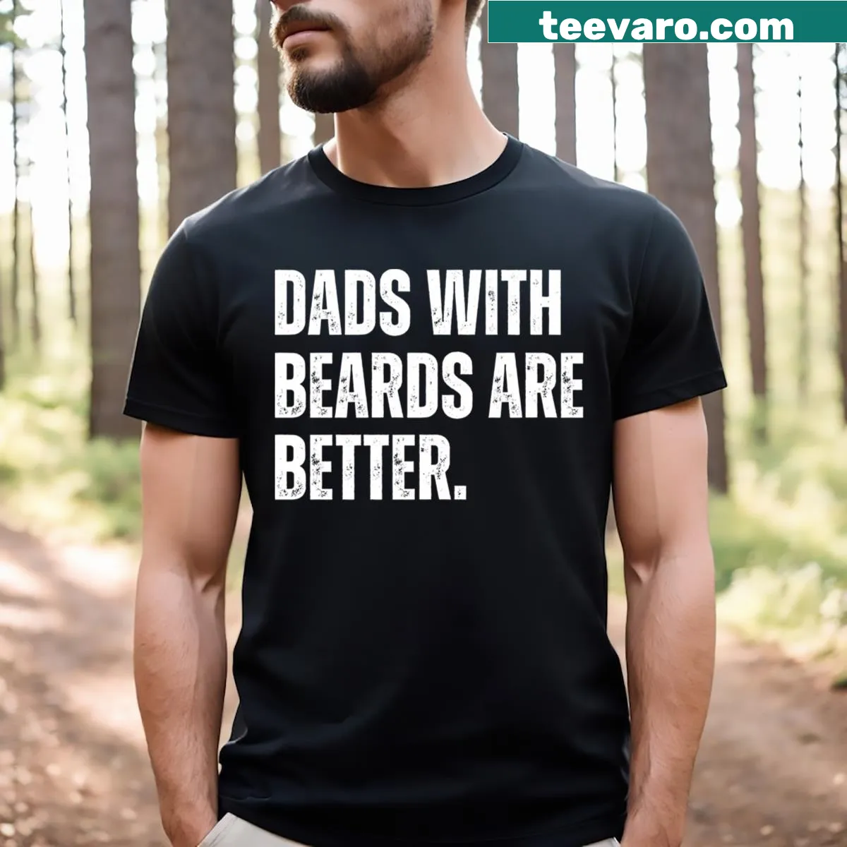 Funny typography T-shirt about bearded dads for Father's Day — on a men's t-shirt