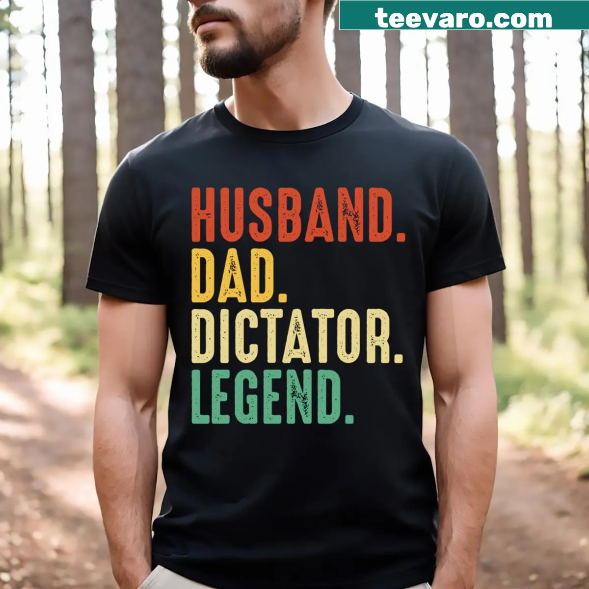 Funny dictator-themed T-shirt for dads with humorous text — on a men's t-shirt