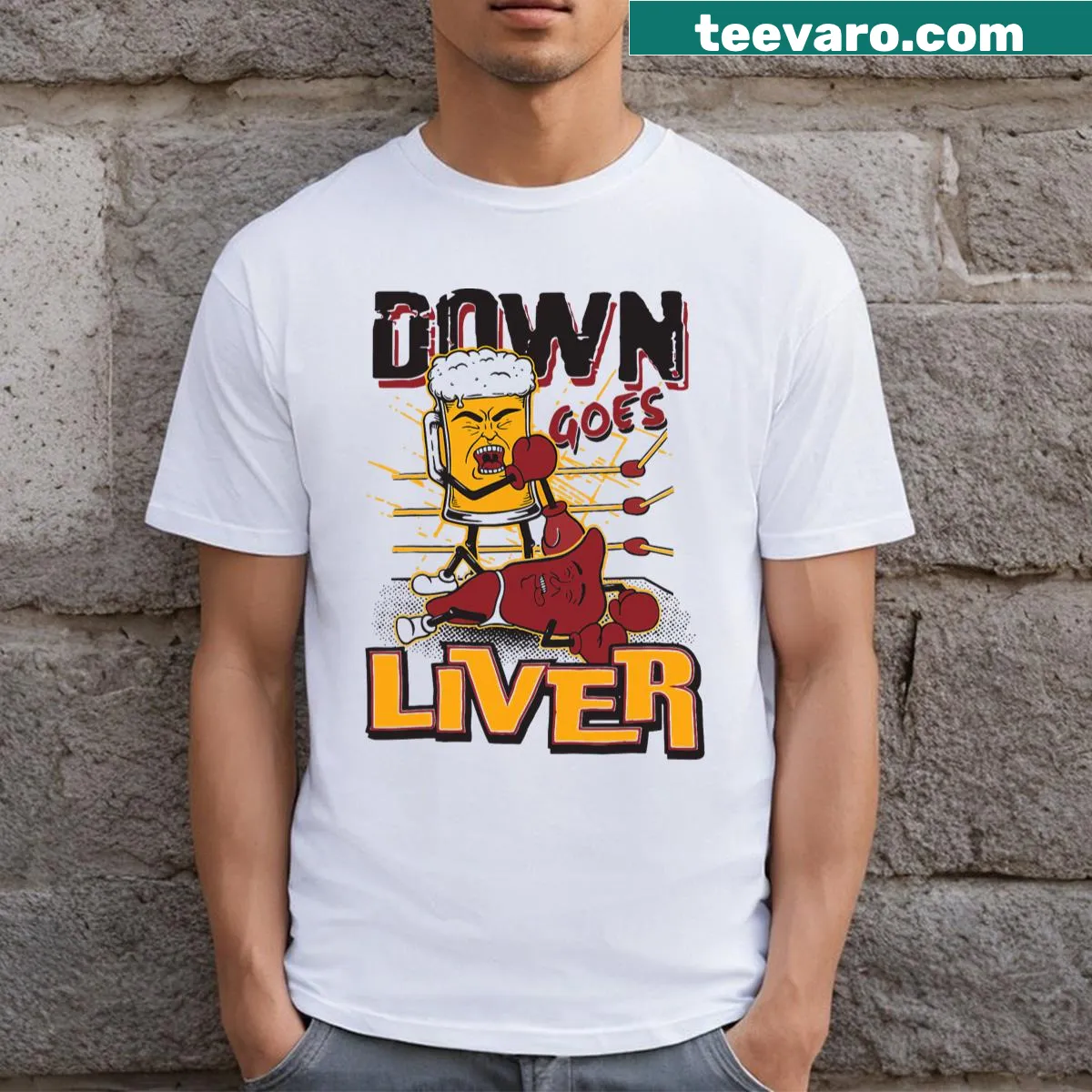 Funny beer-themed illustration on a T-shirt — on a men's t-shirt